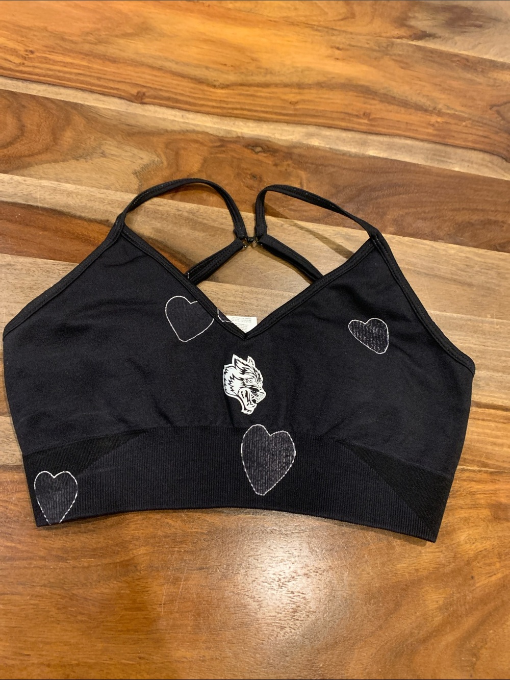 Darc Sport Black Strappy Heart & Tiger Sports Bra